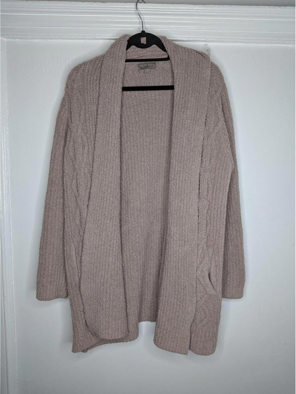 Barefoot Dreams Sweater Cardigan Womens Small Beige CozyChic Open Front Pockets